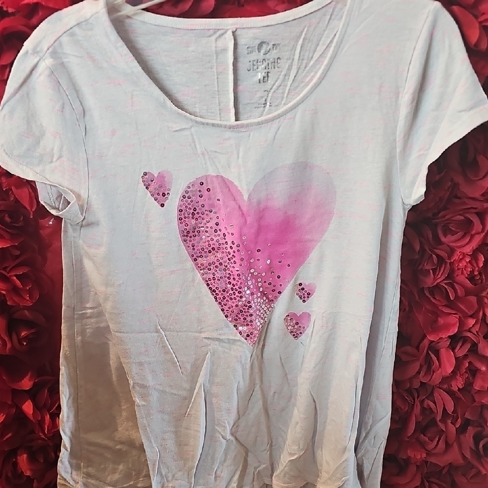 SO Girls Pink Heart Graphic Jeggings T-Shirt Size 12